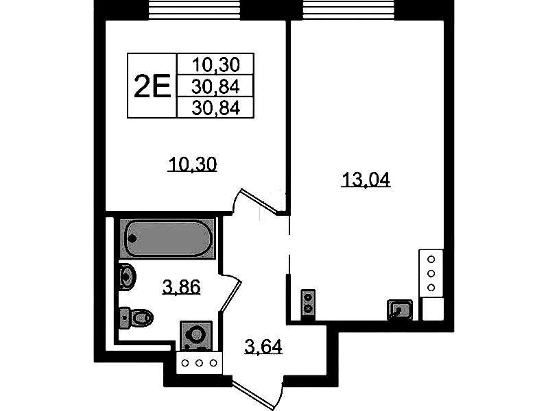 1-комнатная квартира 30.84 м², 9/13 эт., ЖК «Квартал Торики»